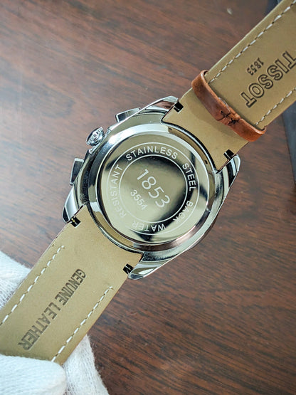 Cloutt 1853 Premium Watch | Brown Strap Silver Dial